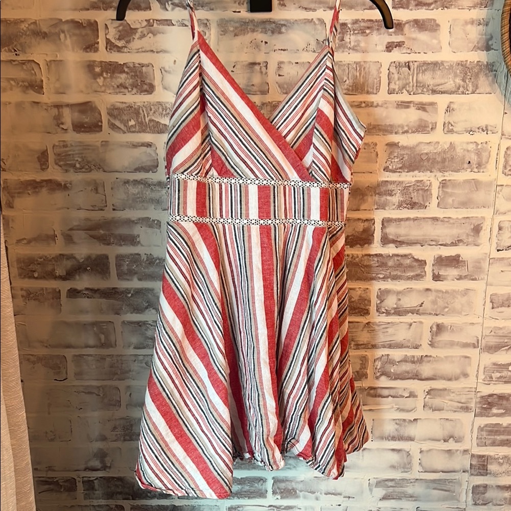 Blue Rain Red and White Striped Dress